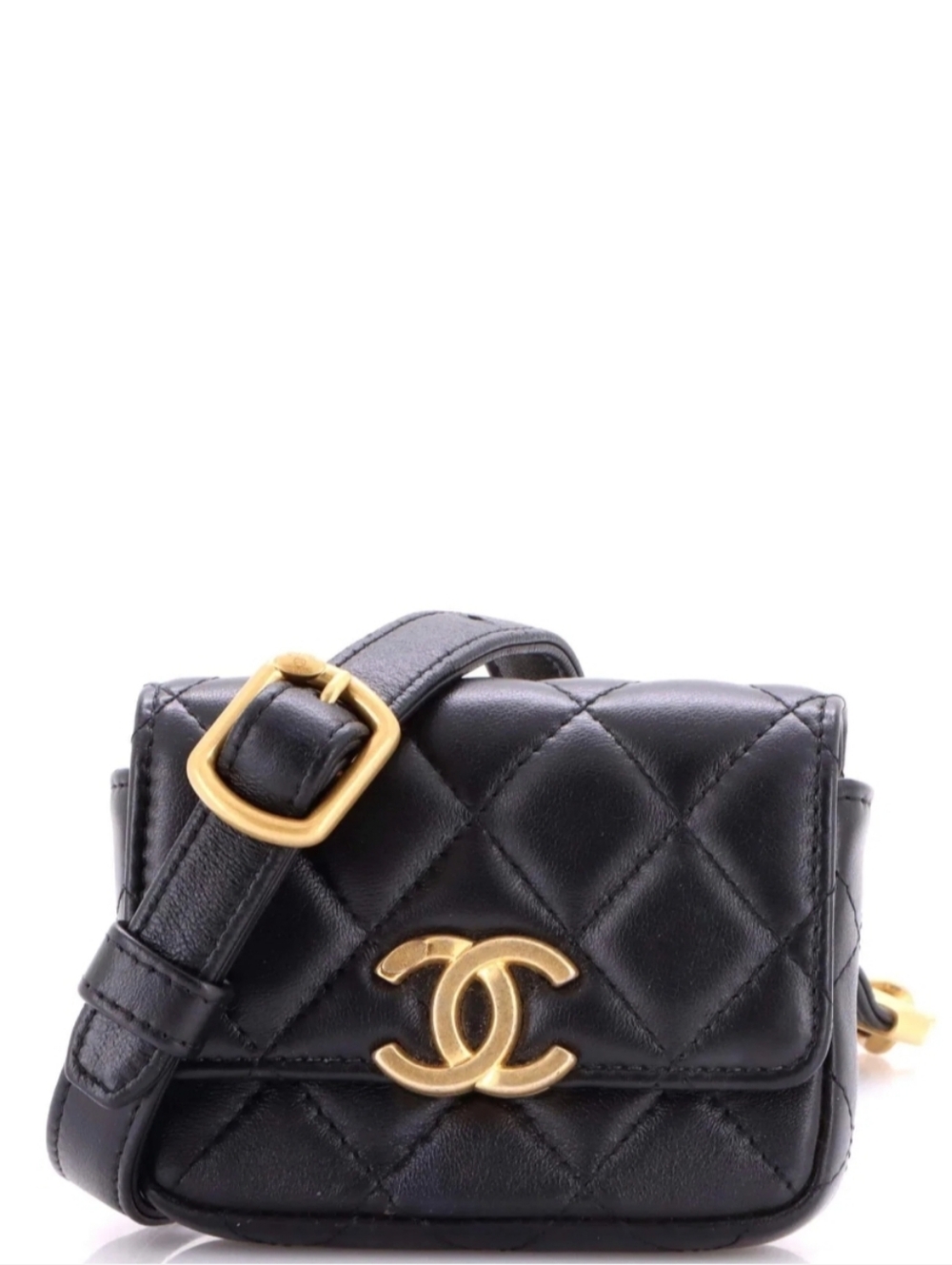 Like New! Authenticated Chanel Quilted Mini Camera Bag in Black Gold Hardware